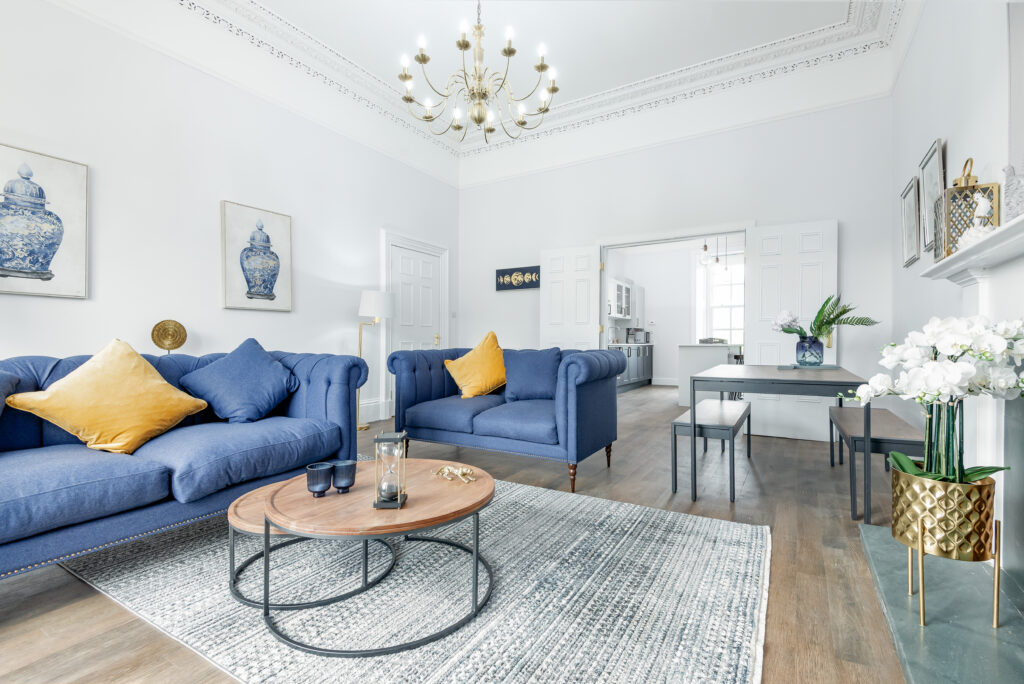 the living room in alexandra penthouse apartment
