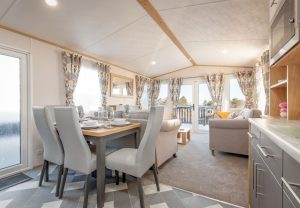 Living area in luxury Lodge No 2 St Andrews Lodge Park