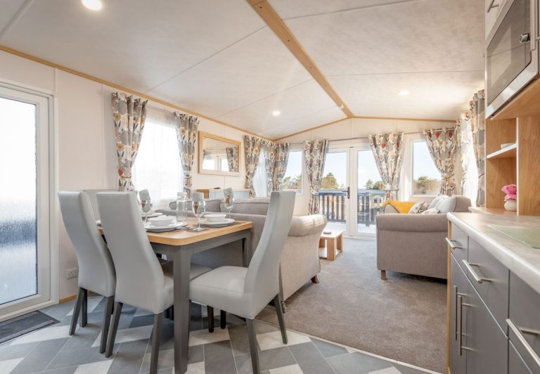 Living area in luxury Lodge No 2 St Andrews Lodge Park